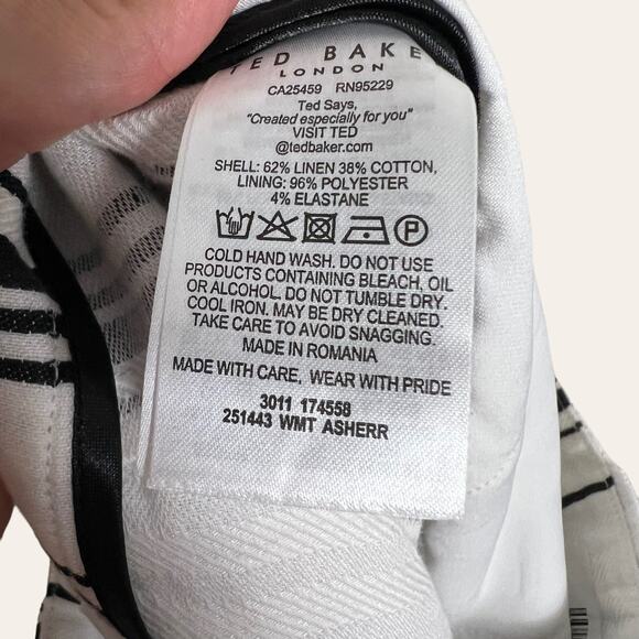 Ted Baker London Asherr White Striped Tapered Trouser Pants Size 4 - Picture 11 of 12